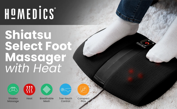 Shiatsu Select Foot Massager with Heat, Deep Kneading, Relaxing Massage, FMS-255H