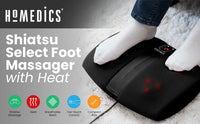 Shiatsu Select Foot Massager with Heat, Deep Kneading, Relaxing Massage, FMS-255H