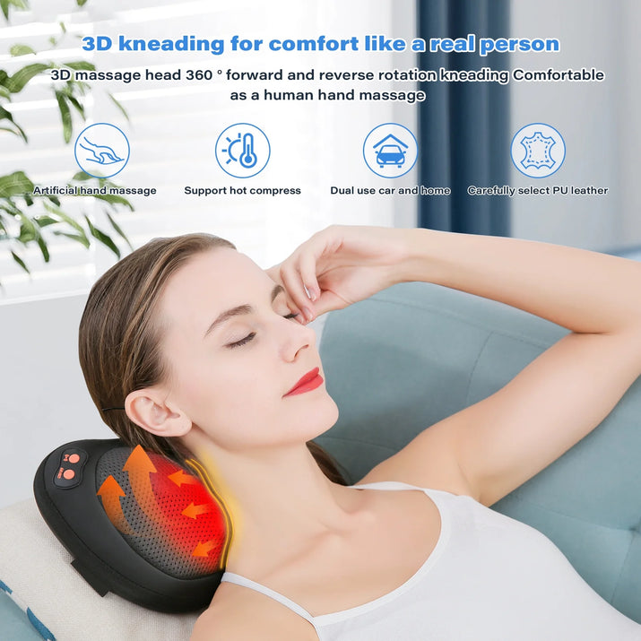 Neck Massager, Shiatsu Massager Pillow with Heat, Electric Back Massager for Shoulder, Back, Leg, Deep Tissue Kneading Massage to Relax Muscles, Massage Pillow Gift for Women/Men